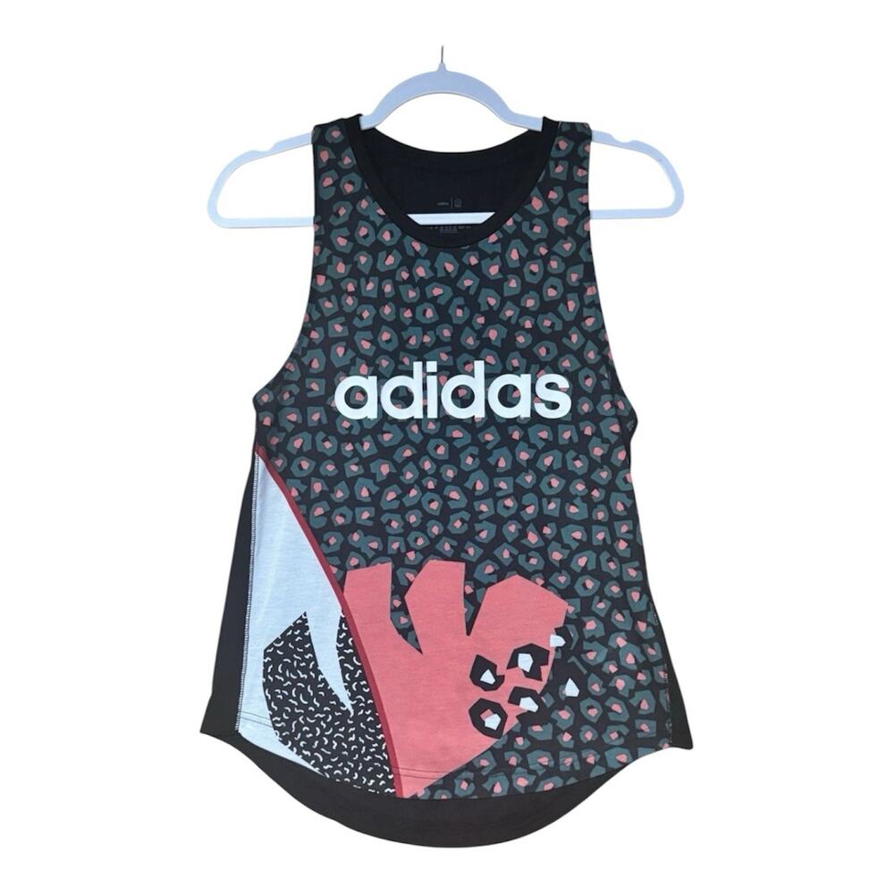 Adidas x FARM Rio Womens Racerback Tank Top Tropical Leopard Print Activewear XS